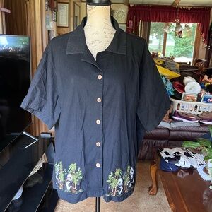 🐼Vintage Jane Ashley Panda 🐼 Bear embroidered button down blouse.🐼